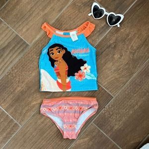 Disney Girl's (4T) Two-Piece Tanktop Sleeve Moana Swimsuit